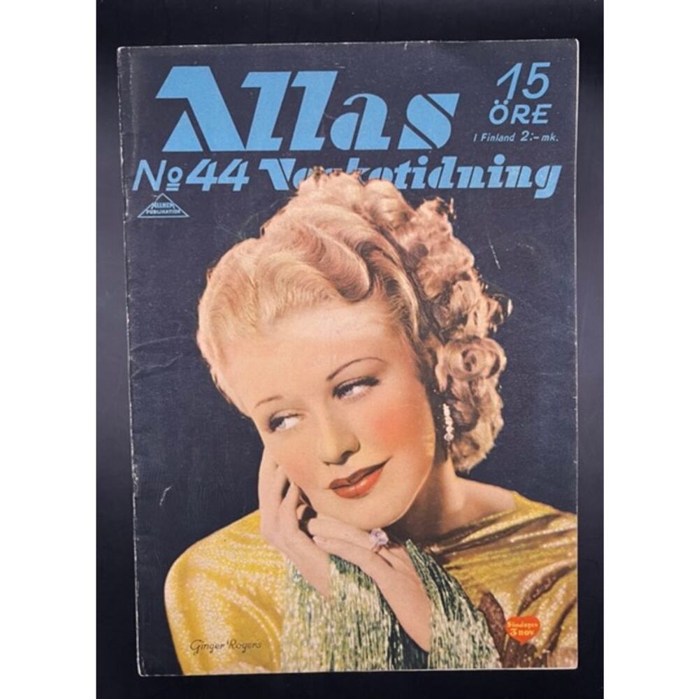 RARE 1935 Swedish Ginger Rogers Magazine Gary Cooper, Fred Astaire, Hollywood